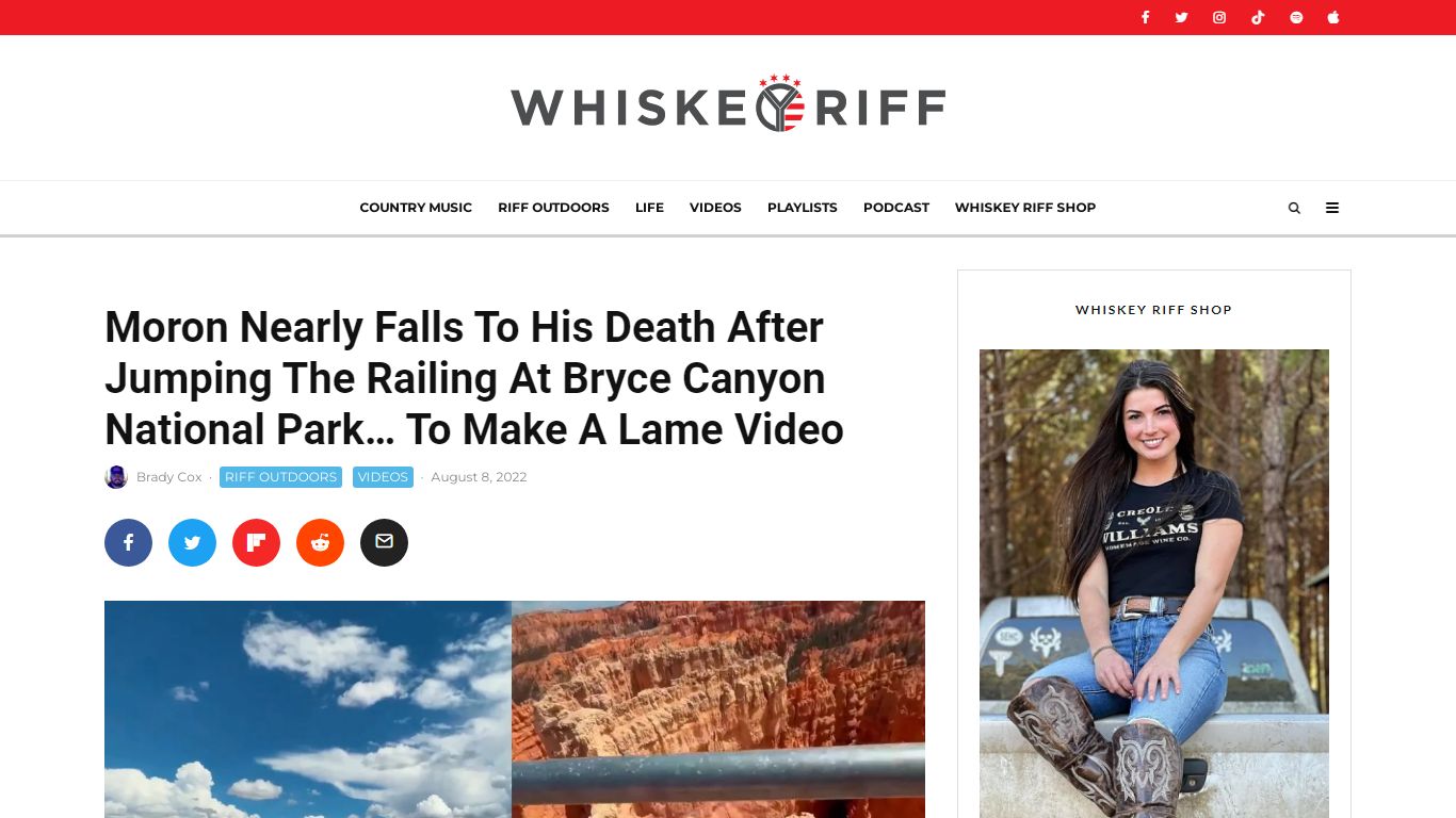 Moron Nearly Falls To His Death After Jumping The Railing At Bryce ...